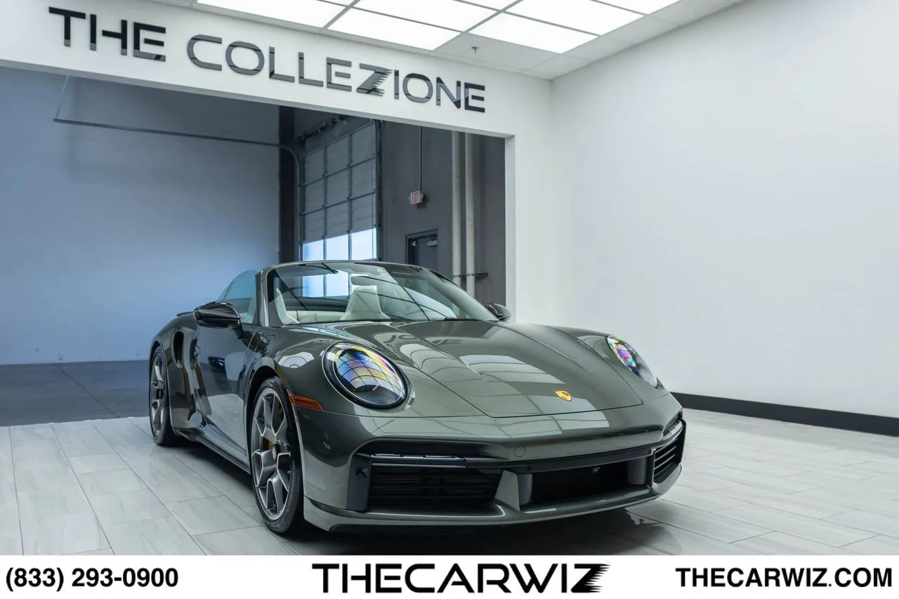 2023 Porsche 911 Turbo S AWD in Aventurine Green Metallic at The Collezione, Las Vegas