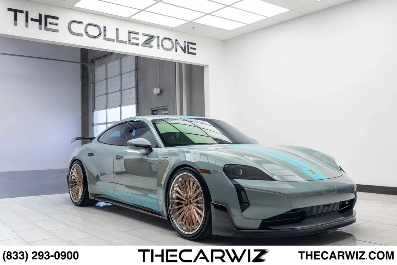 2025 Porsche Taycan Turbo GT AWD in White at The Collezione, Las Vegas
