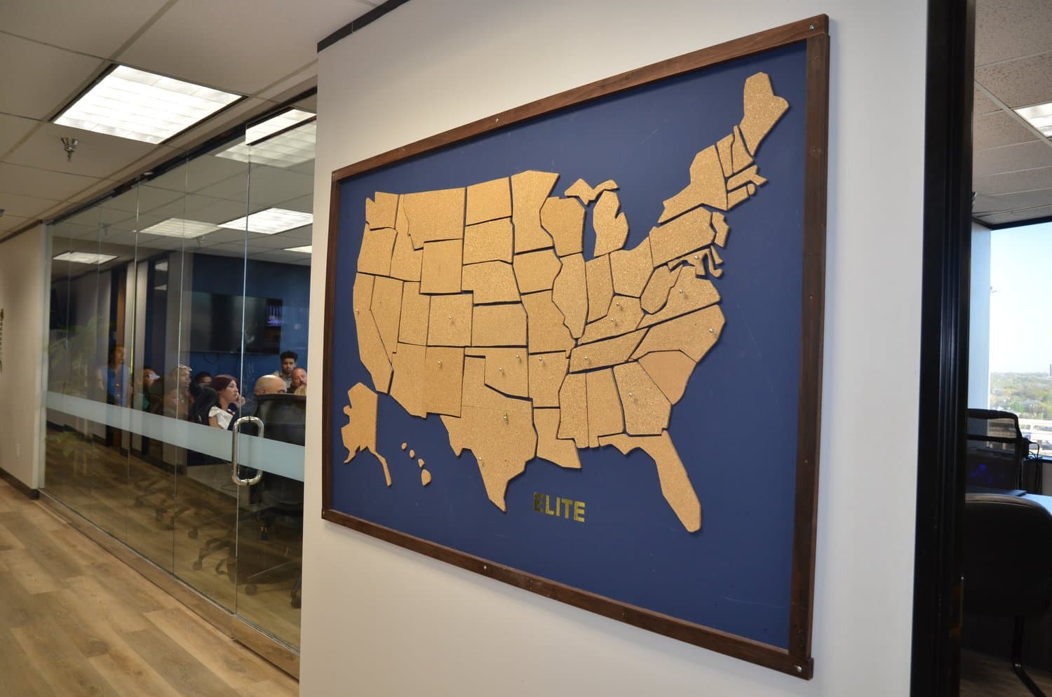 United States map in the Elite Generations office