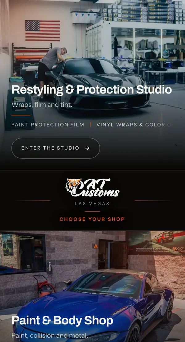 Auto customization website on a phone
