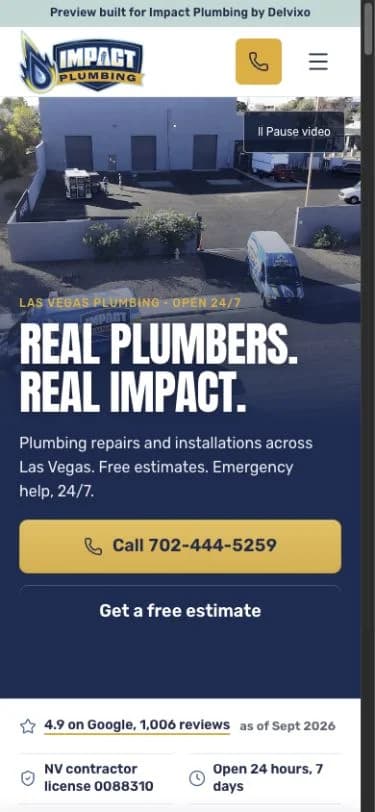 Home services website on a phone