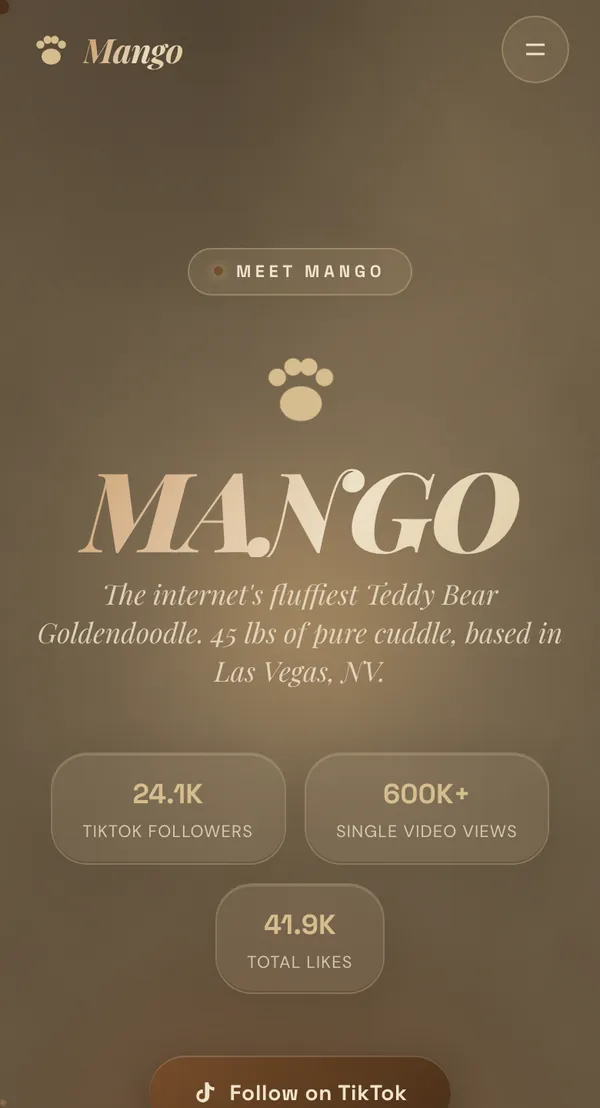 Mango website shown on a phone, designed and built by Delvixo