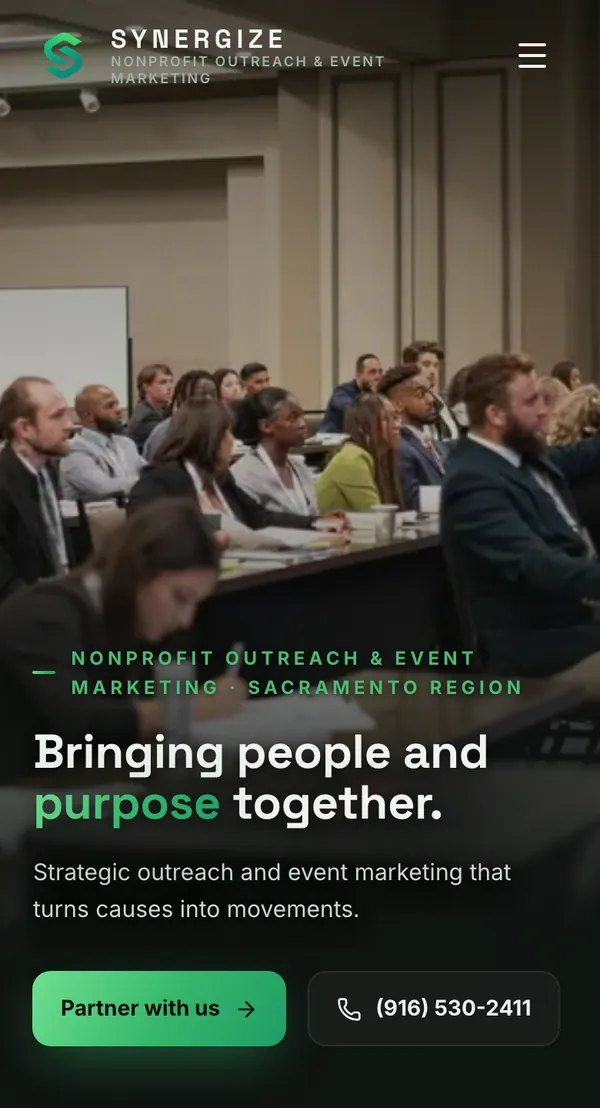 Nonprofit Outreach website on a phone