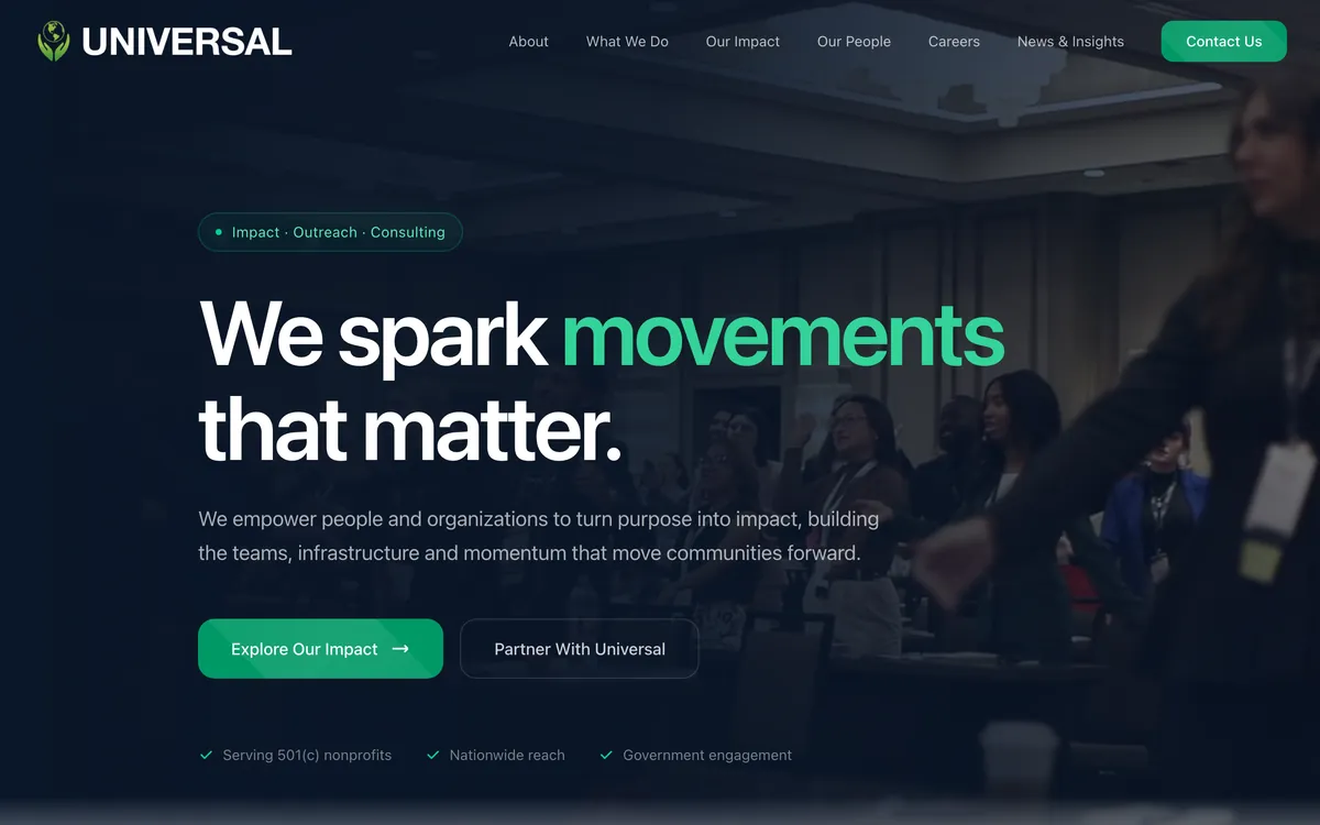 Events & Marketing website on a desktop, designed and built by Delvixo