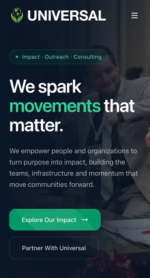 Events & Marketing website on a phone