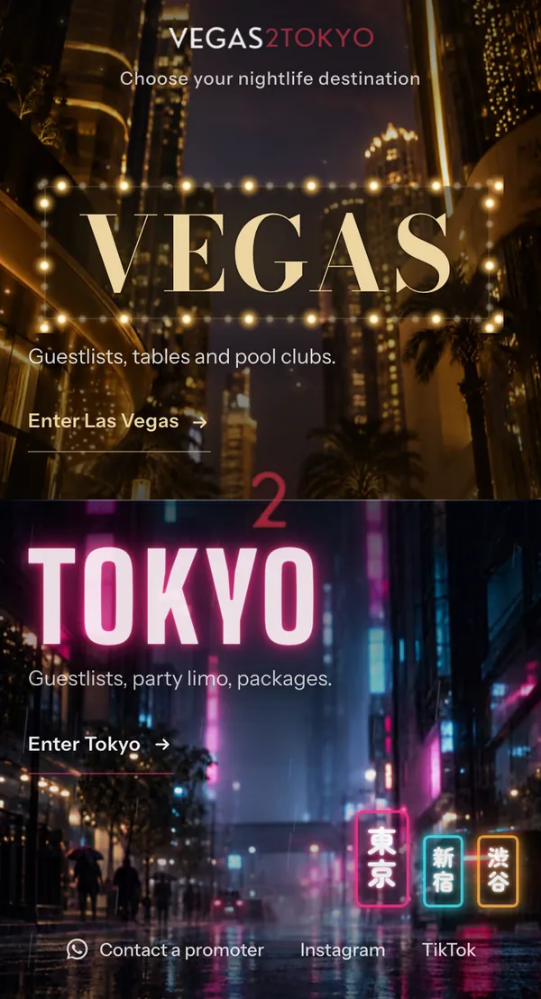 Nightlife website on a phone